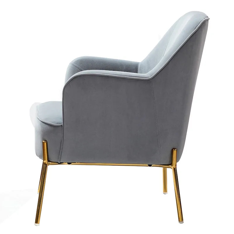 Lot de 2 fauteuils d'appoint modernes en velours avec pieds dorés