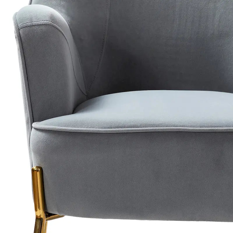 Lot de 2 fauteuils d'appoint modernes en velours avec pieds dorés