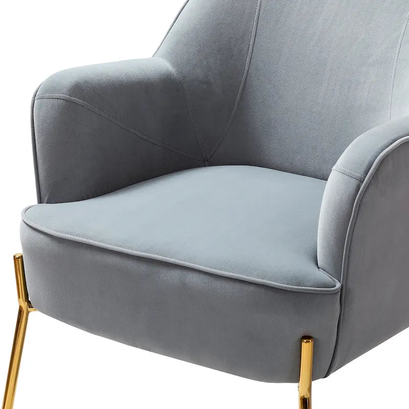 Lot de 2 fauteuils d'appoint modernes en velours avec pieds dorés