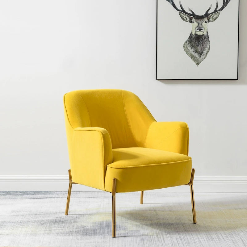 Lot de 2 fauteuils d'appoint modernes en velours avec pieds dorés