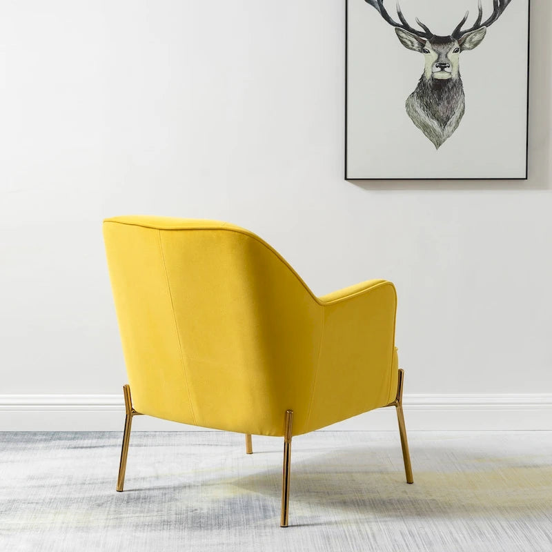 Lot de 2 fauteuils d'appoint modernes en velours avec pieds dorés