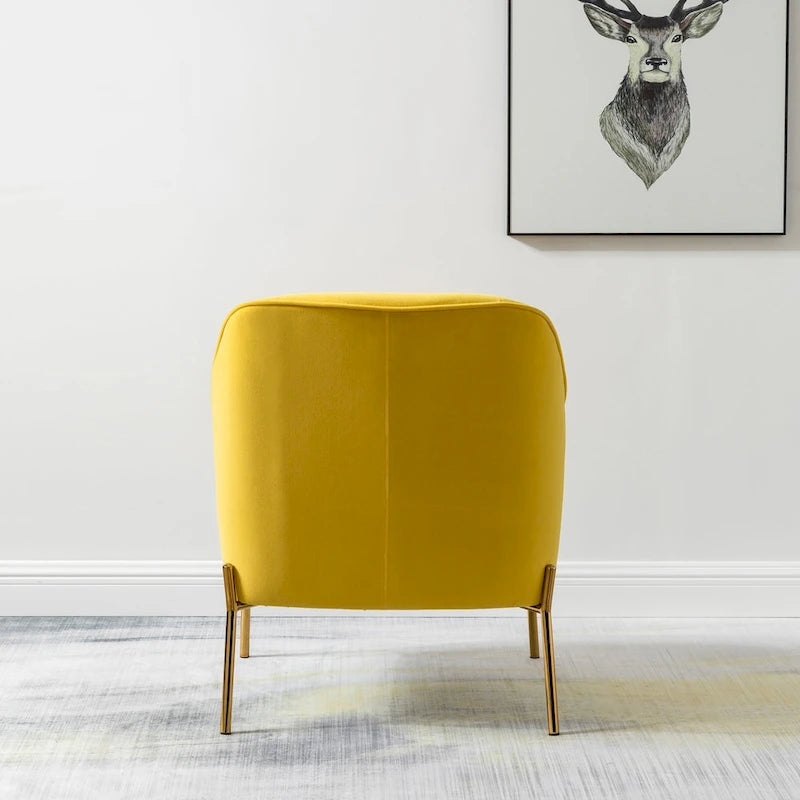 Lot de 2 fauteuils d'appoint modernes en velours avec pieds dorés
