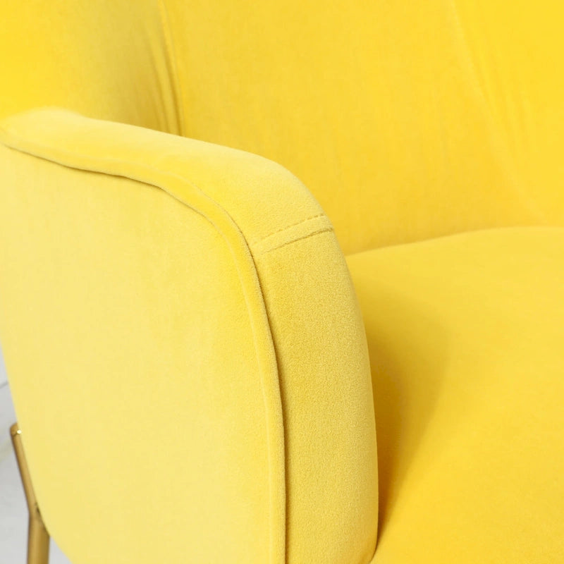 Lot de 2 fauteuils d'appoint modernes en velours avec pieds dorés