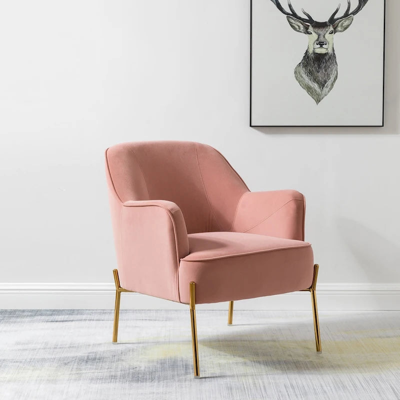 Lot de 2 fauteuils d'appoint modernes en velours avec pieds dorés