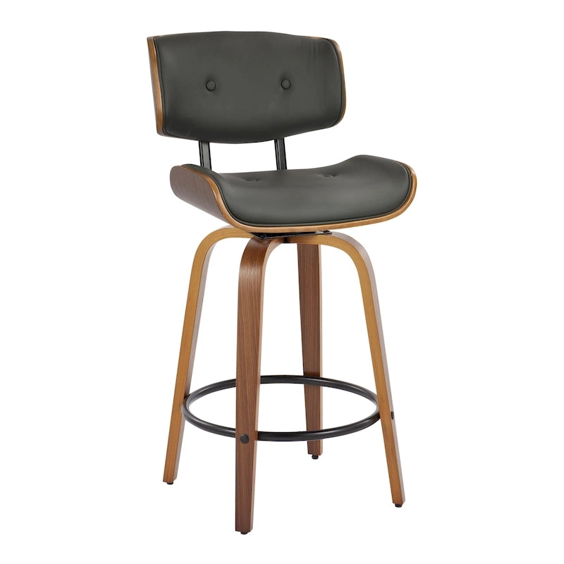 Tabouret de comptoir de 26 po à hauteur fixe avec pieds en bois courbé (paquet de 2)