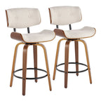 Tabouret de comptoir de 26 po à hauteur fixe avec pieds en bois courbé (paquet de 2)