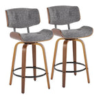 Tabouret de comptoir de 26 po à hauteur fixe avec pieds en bois courbé (paquet de 2)