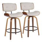 Tabouret de comptoir de 26 po à hauteur fixe avec pieds en bois courbé (paquet de 2)