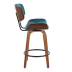 Tabouret de comptoir de 26 po à hauteur fixe avec pieds en bois courbé (paquet de 2)