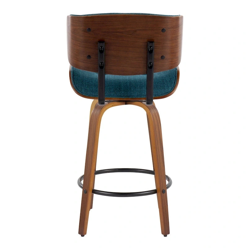 Tabouret de comptoir de 26 po à hauteur fixe avec pieds en bois courbé (paquet de 2)