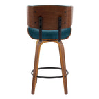 Tabouret de comptoir de 26 po à hauteur fixe avec pieds en bois courbé (paquet de 2)