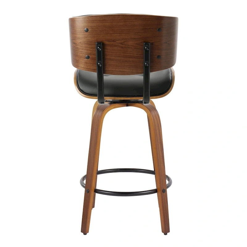 Tabouret de comptoir de 26 po à hauteur fixe avec pieds en bois courbé (paquet de 2)