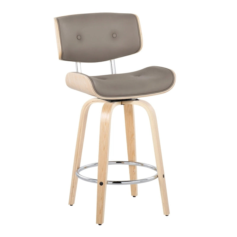 Tabouret de comptoir de 26 po à hauteur fixe avec pieds en bois courbé (paquet de 2)