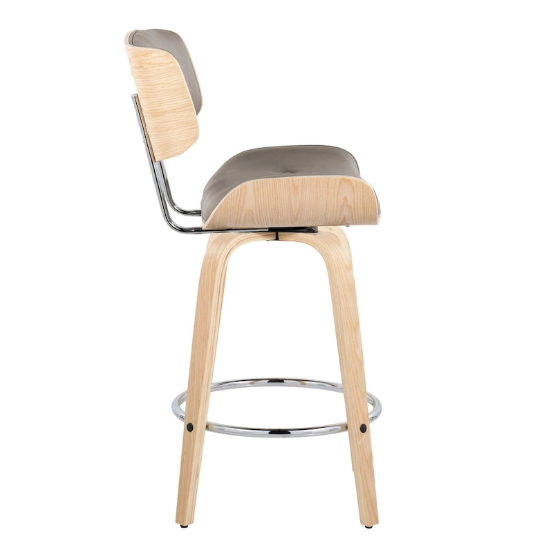 Tabouret de comptoir de 26 po à hauteur fixe avec pieds en bois courbé (paquet de 2)