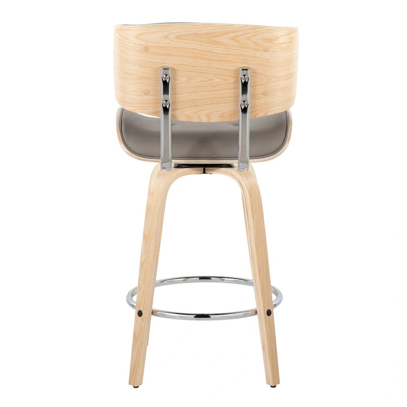 Tabouret de comptoir de 26 po à hauteur fixe avec pieds en bois courbé (paquet de 2)