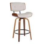 Tabouret de comptoir de 26 po à hauteur fixe avec pieds en bois courbé (paquet de 2)