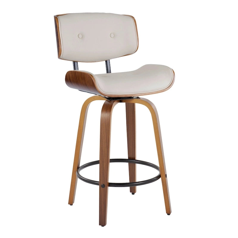 Tabouret de comptoir de 26 po à hauteur fixe avec pieds en bois courbé (paquet de 2)