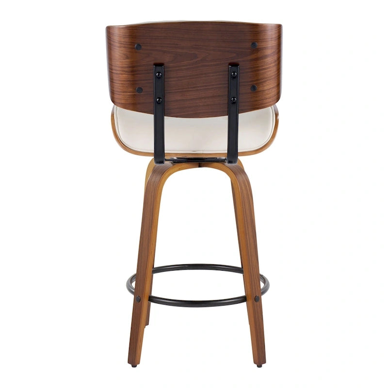 Tabouret de comptoir de 26 po à hauteur fixe avec pieds en bois courbé (paquet de 2)