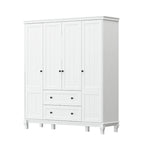 Armoire blanche laquée en bois composite pour chambre à coucher