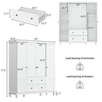 Armoire blanche laquée en bois composite pour chambre à coucher