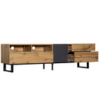 Meuble TV moderne pour téléviseur 80 pouces avec double espace de rangement
