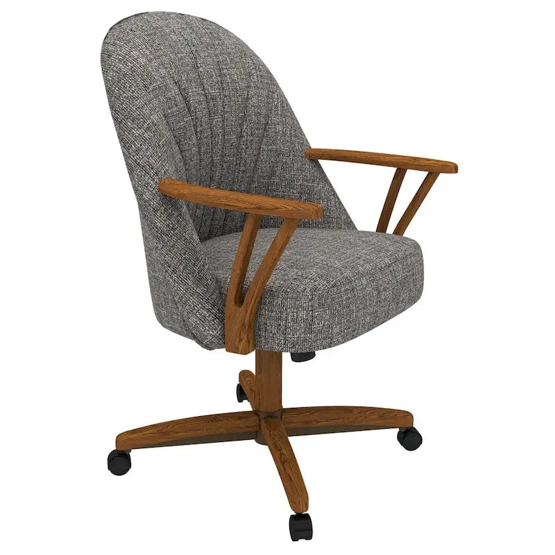 Chaise de salle à manger à roulettes en bois massif finition châtaignier