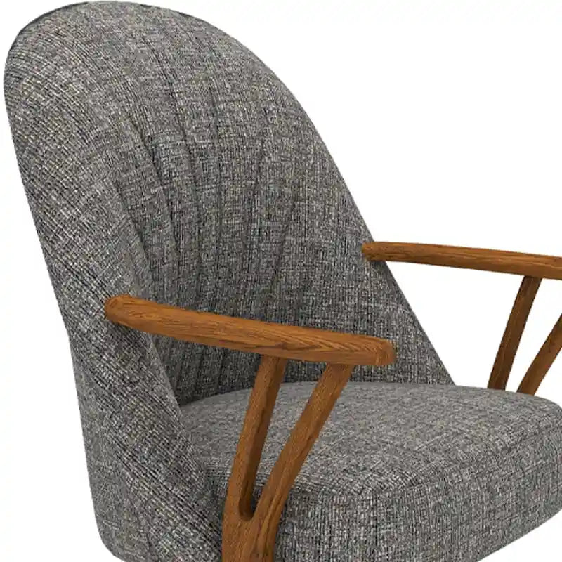 Chaise de salle à manger à roulettes en bois massif finition châtaignier