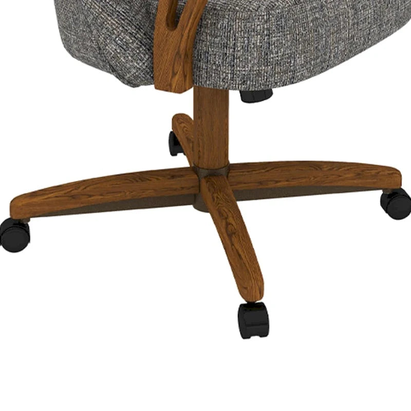 Chaise de salle à manger à roulettes en bois massif finition châtaignier