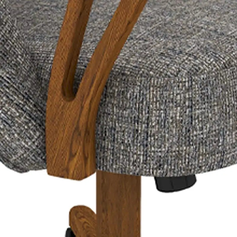 Chaise de salle à manger à roulettes en bois massif finition châtaignier