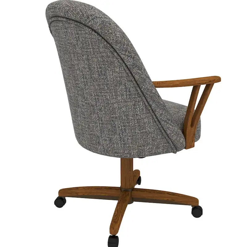 Chaise de salle à manger à roulettes en bois massif finition châtaignier