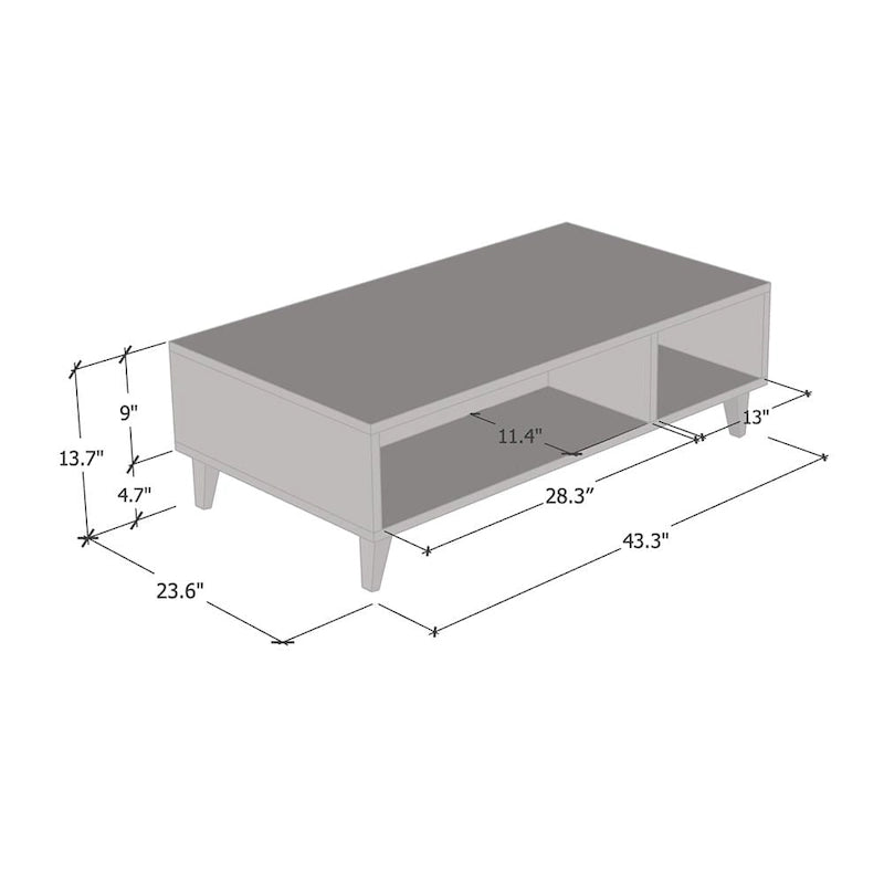 Table basse - 13,7 H x 43,3 L x 23,6 P