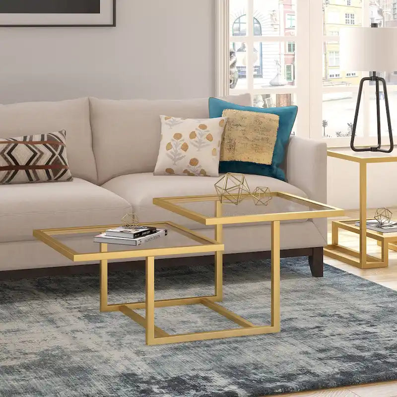 Silver Orchid Solm Two-Tier Gold Coffee Table
