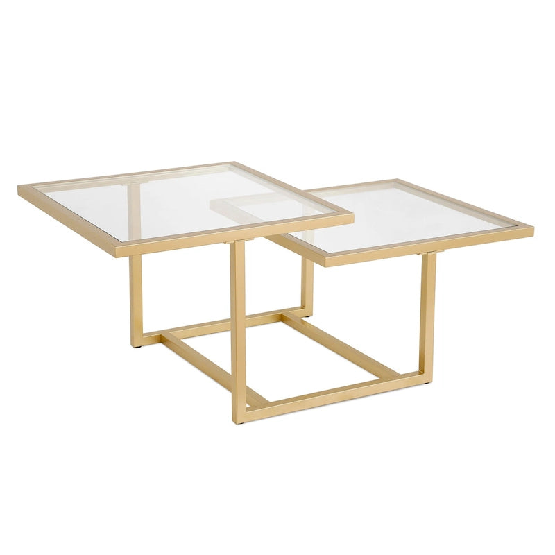 Table basse dorée à deux niveaux