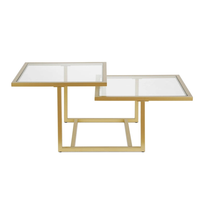 Table basse dorée à deux niveaux