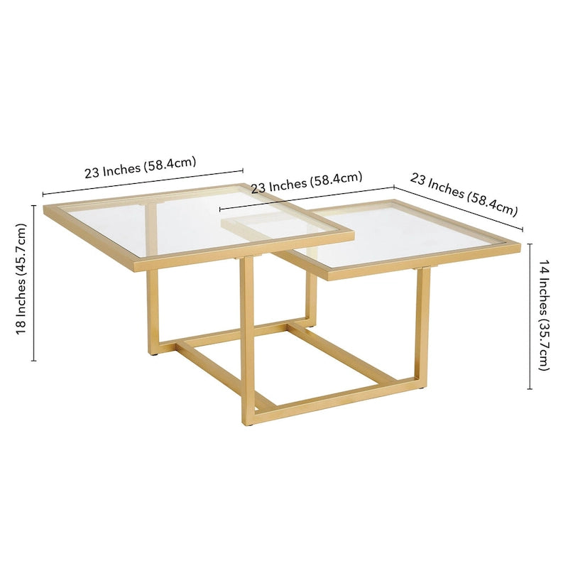 Table basse dorée à deux niveaux