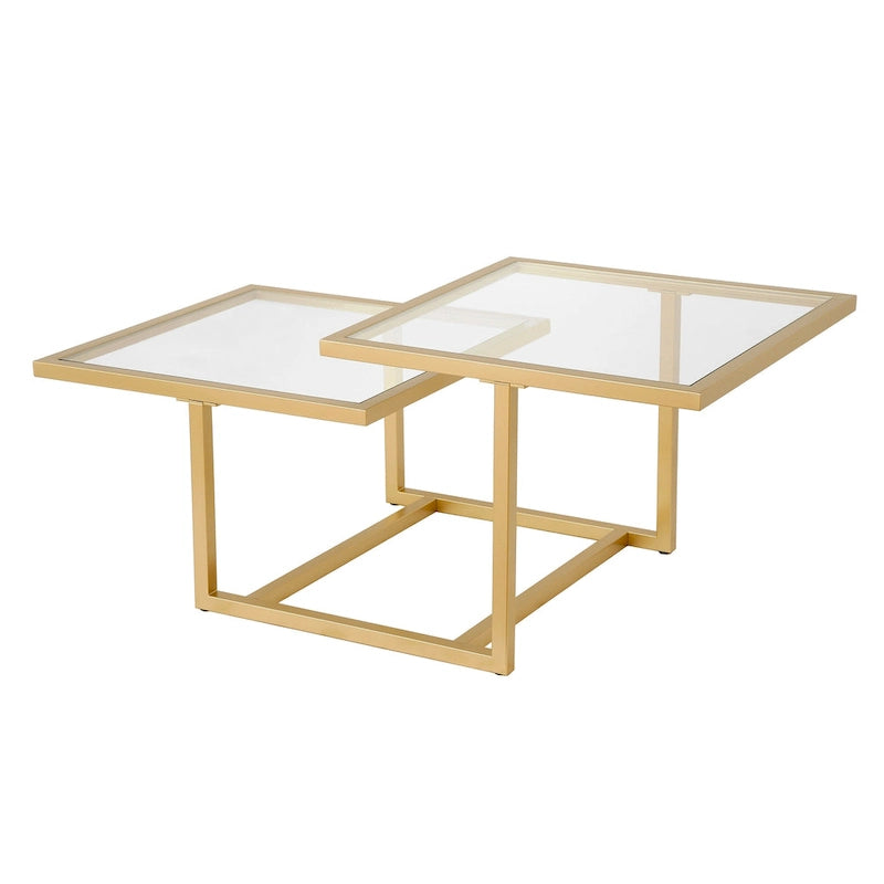 Table basse dorée à deux niveaux