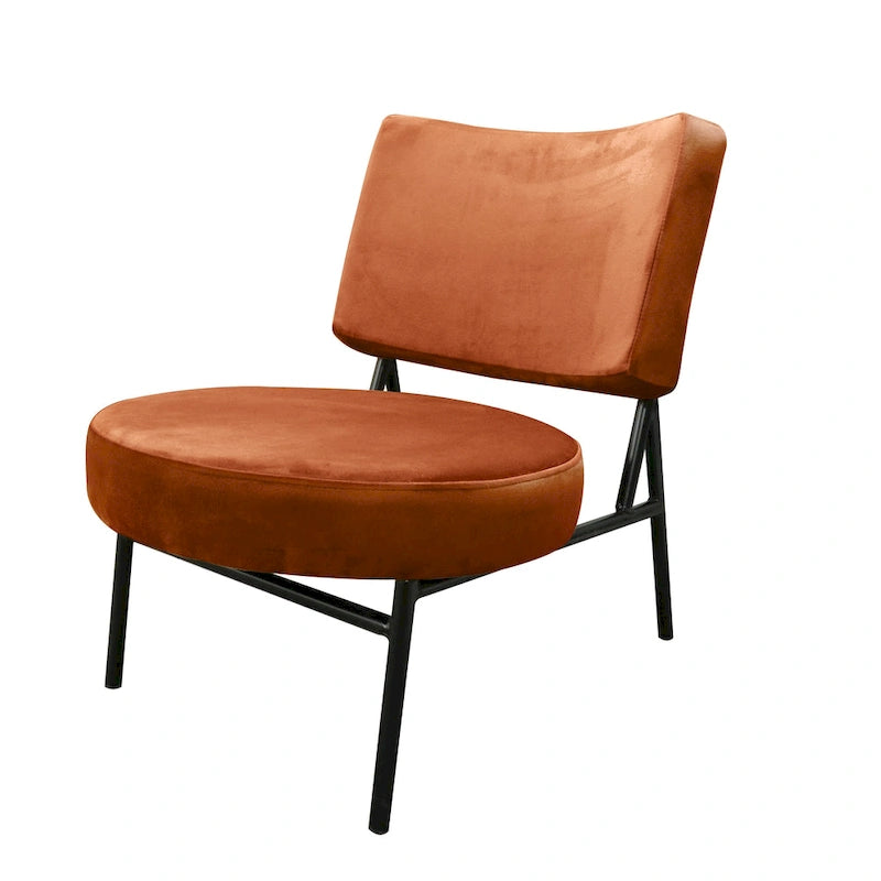 Fauteuil d'appoint moderne en velours orange
