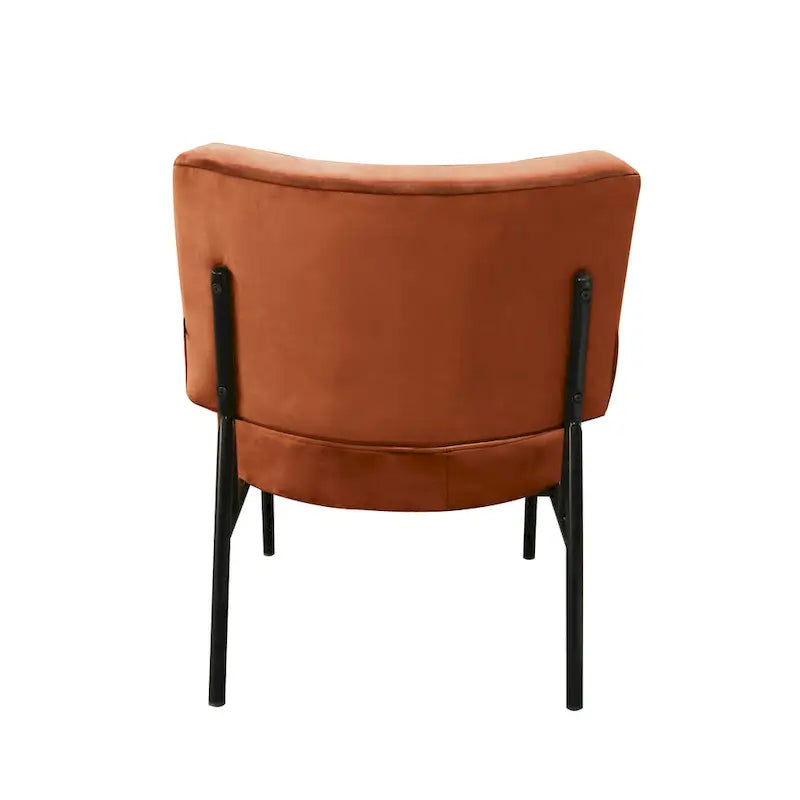 Fauteuil d'appoint moderne en velours orange