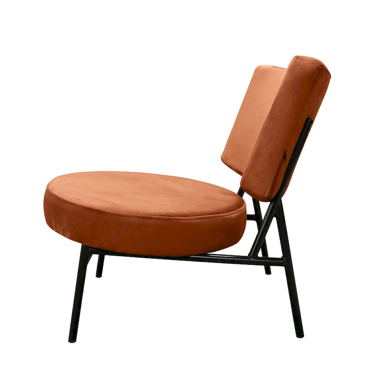 Fauteuil d'appoint moderne en velours orange