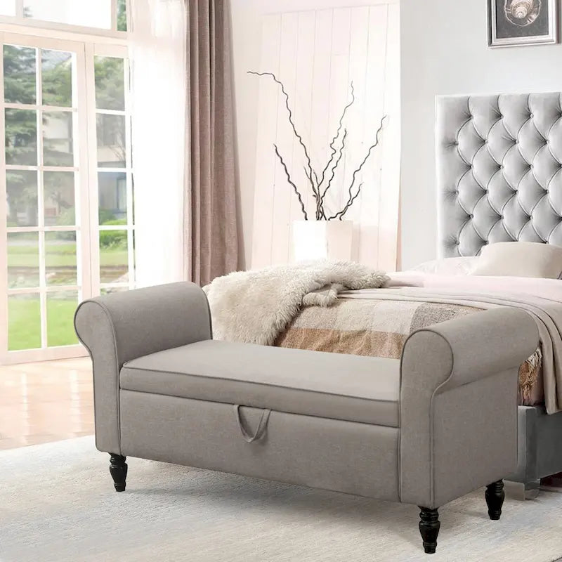 Banc de rangement ottoman avec accoudoirs rembourrés