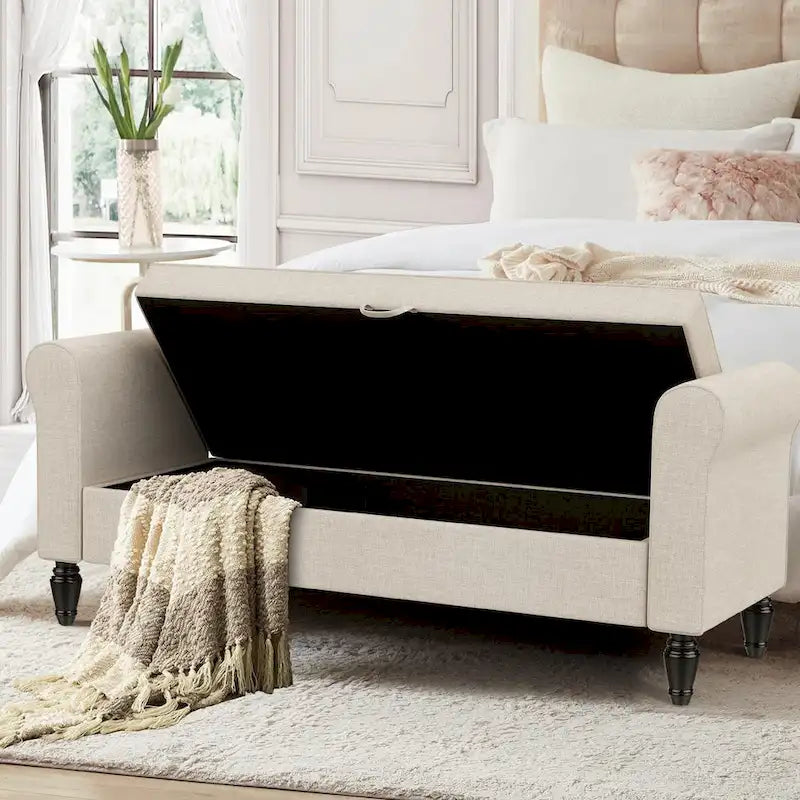 Banc de rangement ottoman avec accoudoirs rembourrés