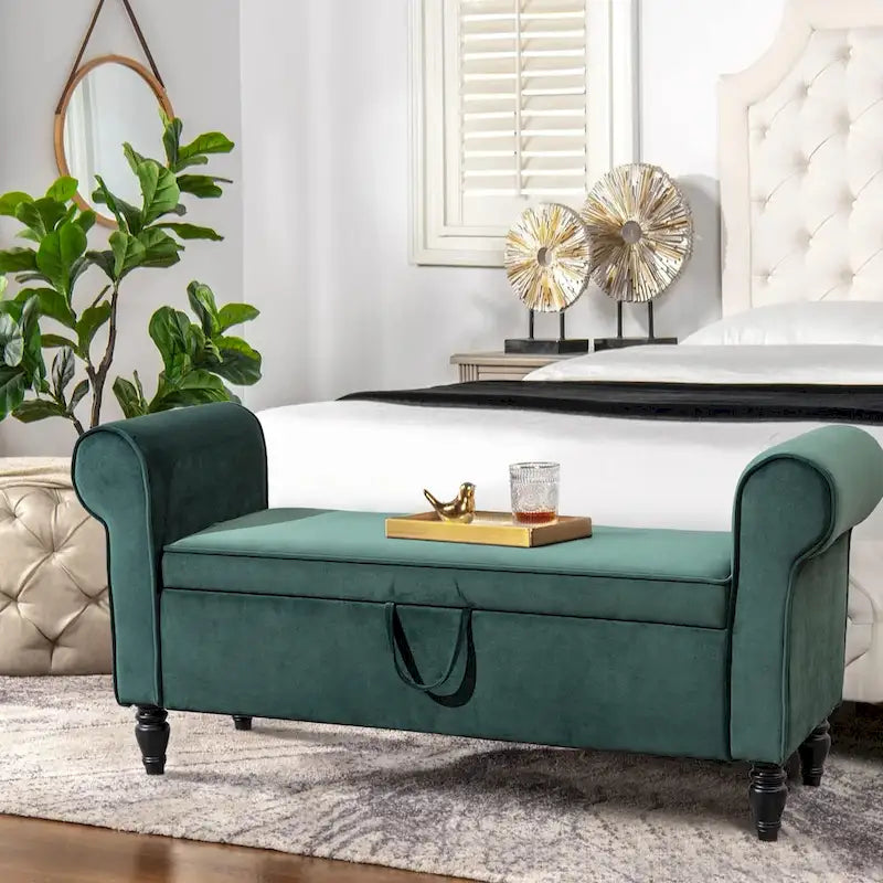 Banc de rangement ottoman avec accoudoirs rembourrés