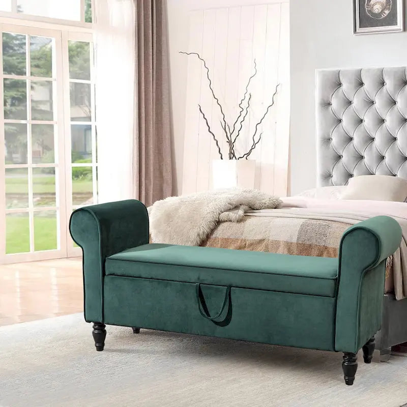 Banc de rangement ottoman avec accoudoirs rembourrés