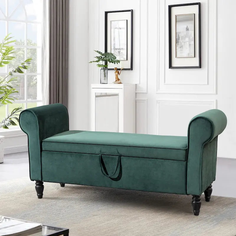 Banc de rangement ottoman avec accoudoirs rembourrés