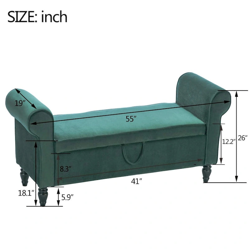 Banc de rangement ottoman avec accoudoirs rembourrés