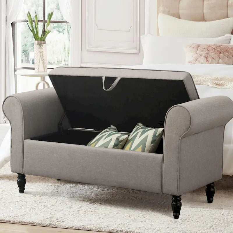 Banc de rangement ottoman avec accoudoirs rembourrés