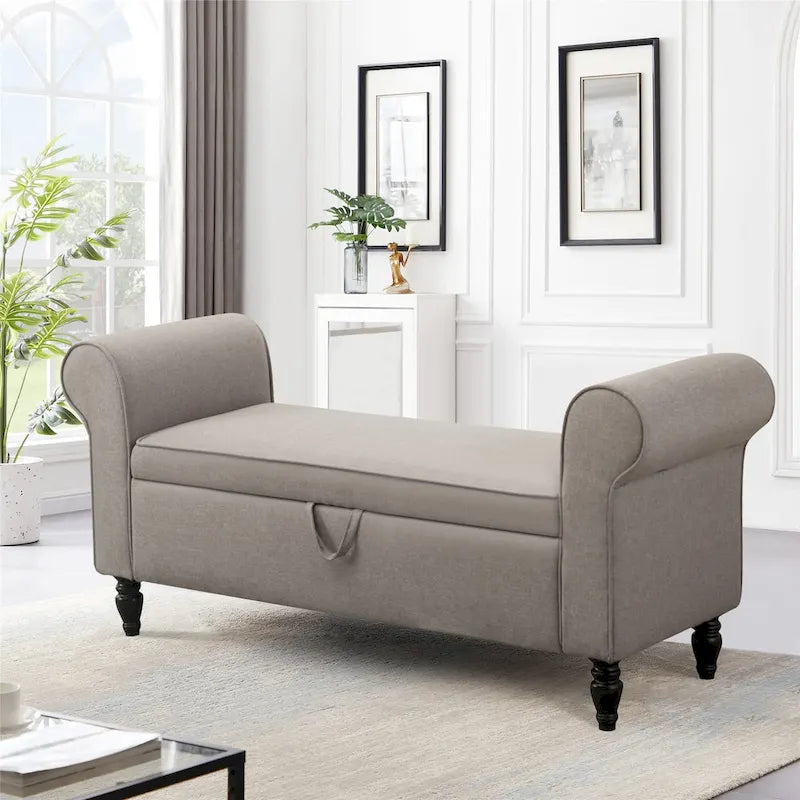 Banc de rangement ottoman avec accoudoirs rembourrés