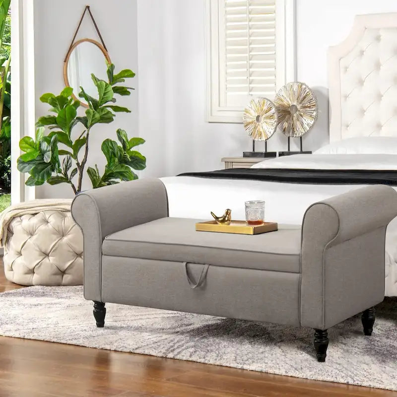 Banc de rangement ottoman avec accoudoirs rembourrés