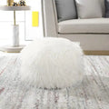 Housse de coussin rond ottoman non rembourré, pouf en fausse fourrure, repose-pieds