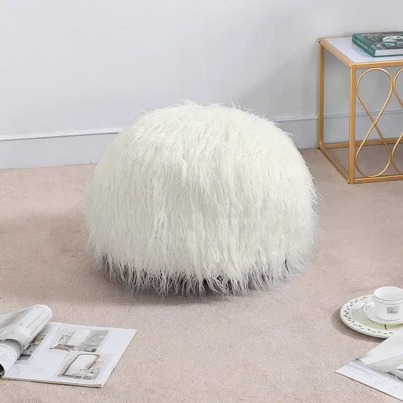 Housse de coussin rond ottoman non rembourré, pouf en fausse fourrure, repose-pieds